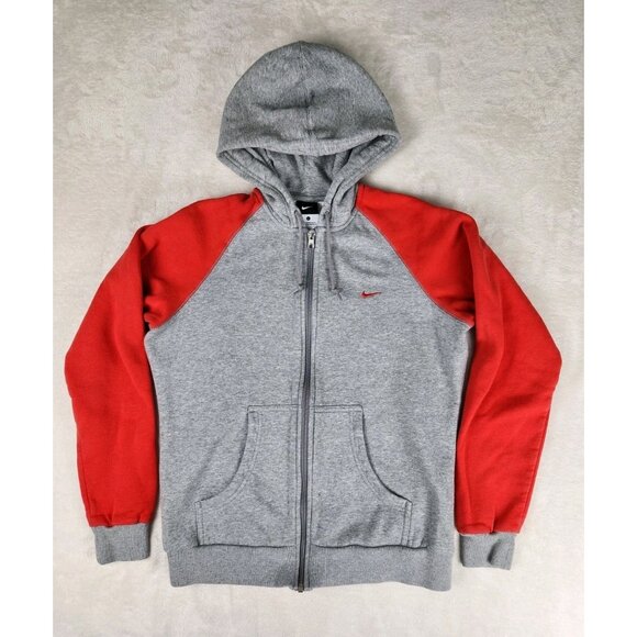 Nike Women's Full Zip Hoodie Size Large Red/Gray Swoosh - Picture 1 of 15